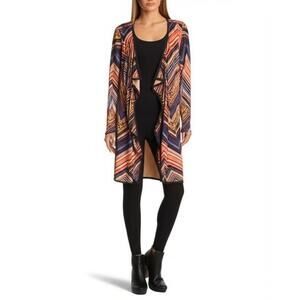 NWT KIKIT Cardigan Womens Size M Multicolor Geometric Animal Print Open Front